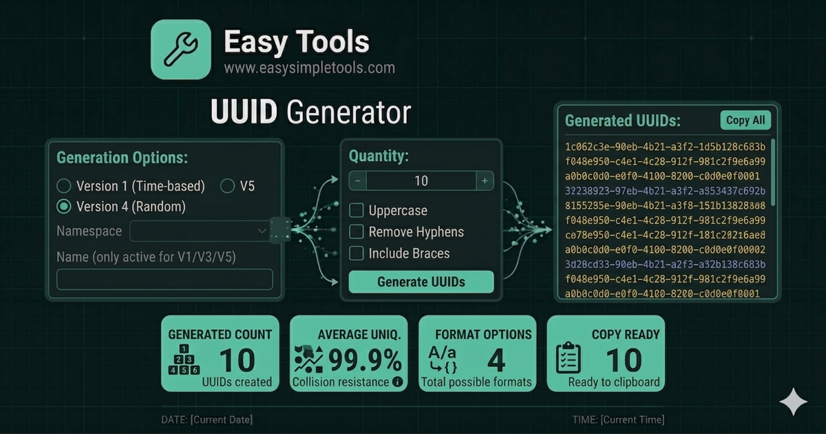 UUID Generator - Create Unique v4 IDs Instantly - Easy Tools